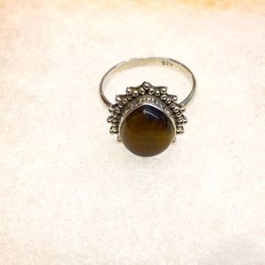 Ring Tiger eye stone silver 925 real silver